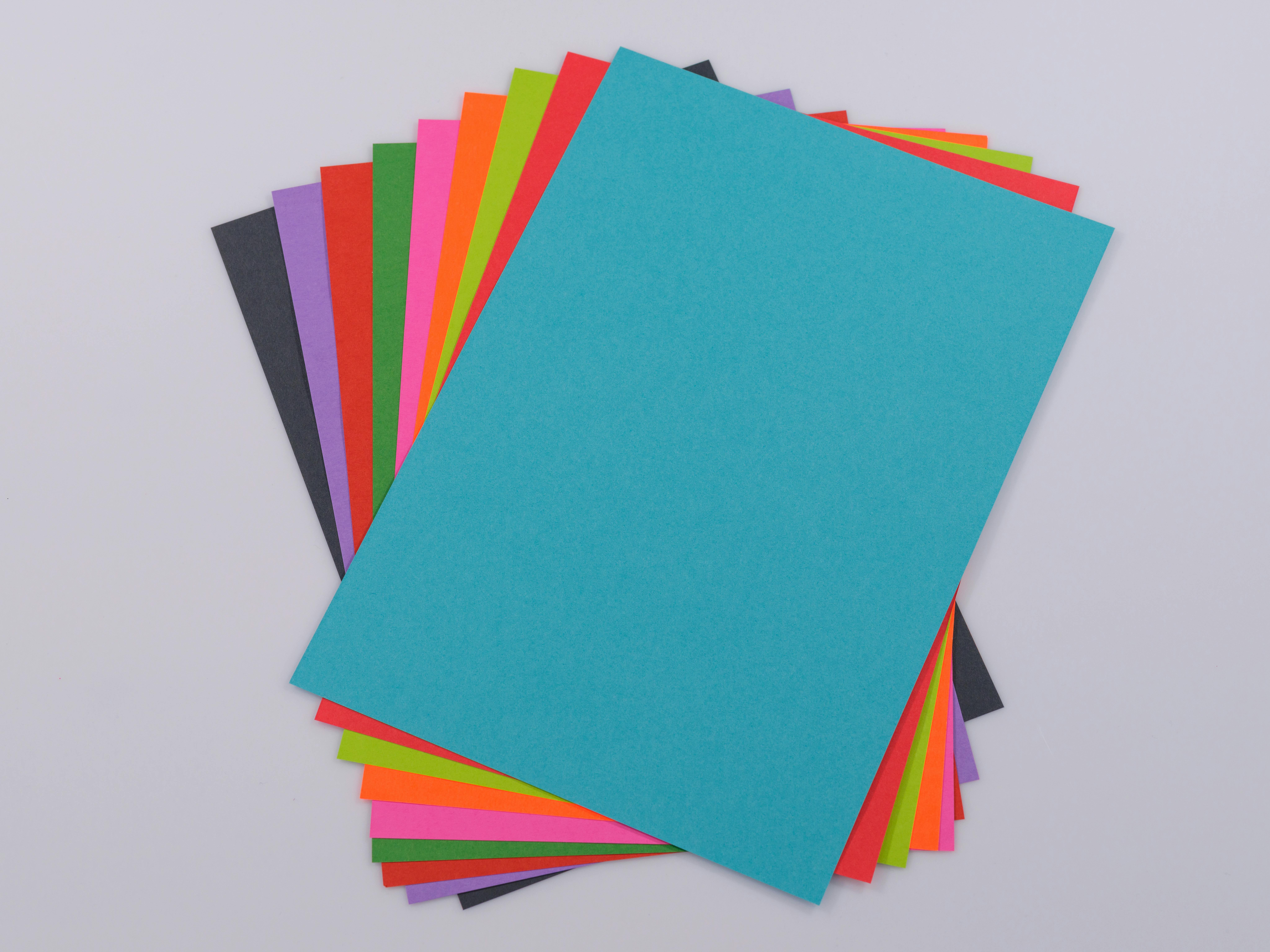 An assortment of colored paper.
