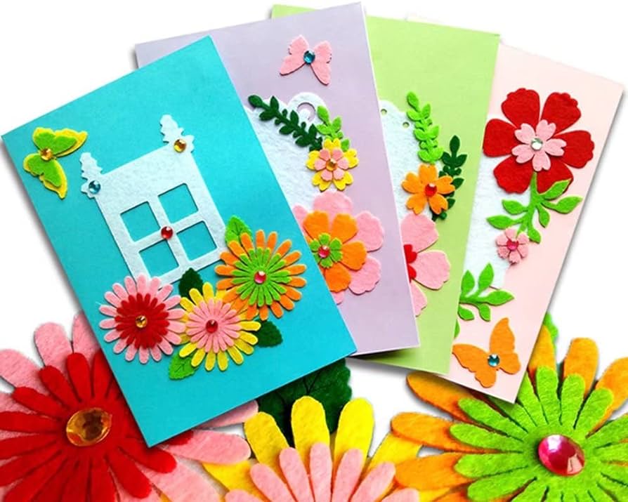 An assortment of handmade greeting cards.