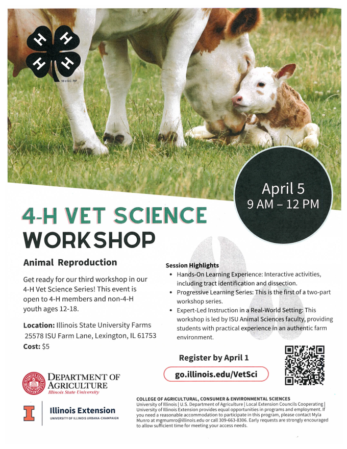 4-H Vet Science Workshop flyer