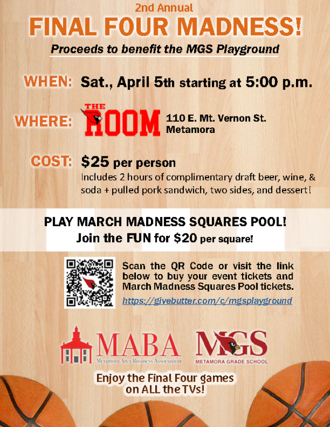 Flyer for the final four event at "The Room"