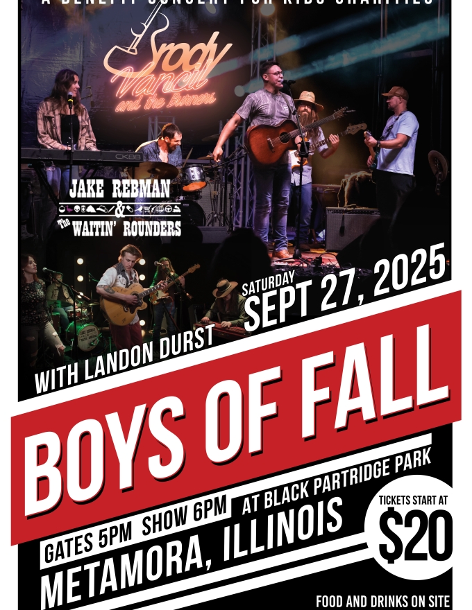 Flyer for Boys of Fall concert at Black Partridge Park