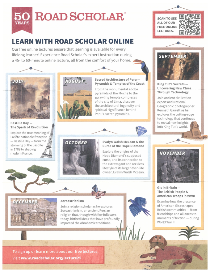 Flyer for Road Scholar Online