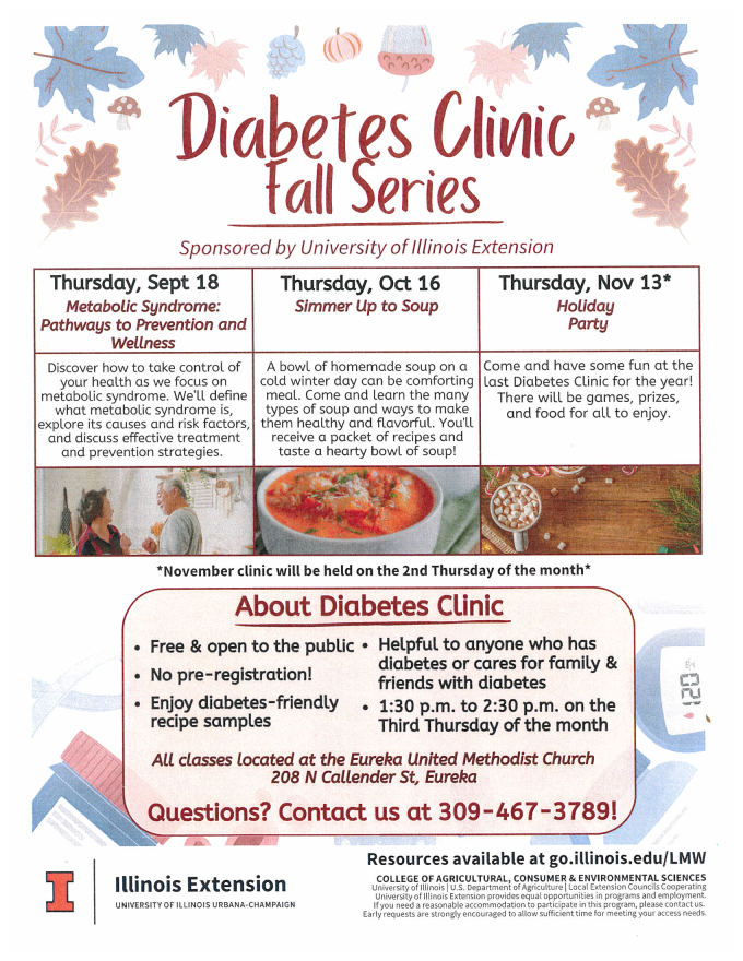 Flyer for fall series diabetes clinic
