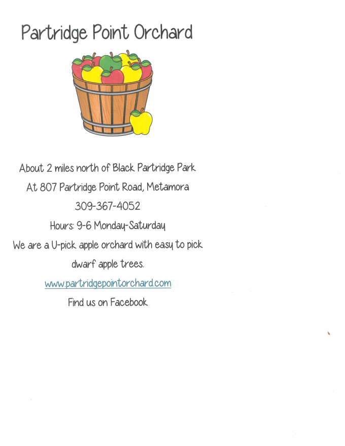 Flyer for Partridge Point Orchard