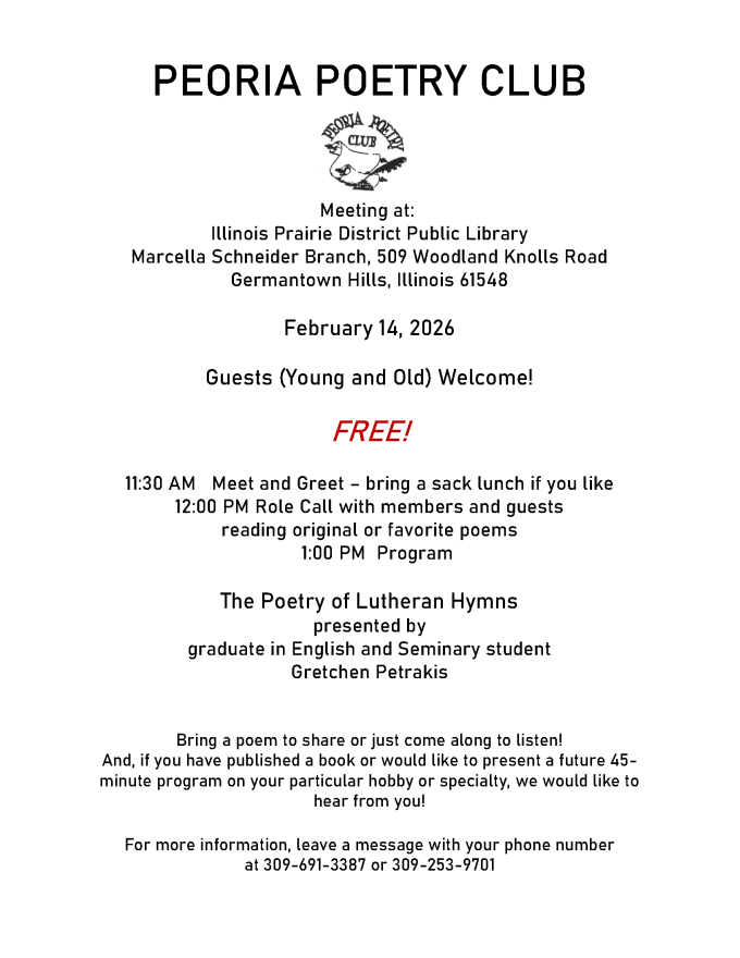Flyer for Peoria Poetry Club