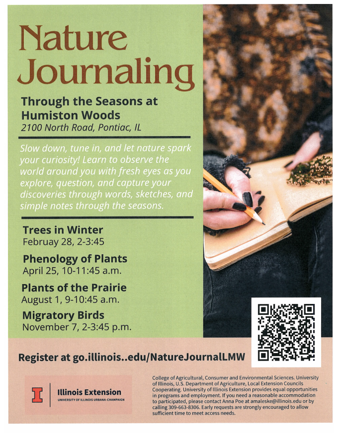 Flyer for U of I Nature Journaling program