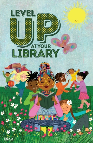 An illustration by Vanessa Brantley Newton promoting the 2025 summer reading program theme, "Level Up at Your Library."