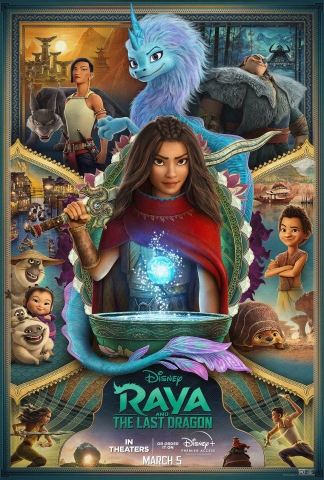 Movie poster for Disney's "Raya and the Last Dragon."