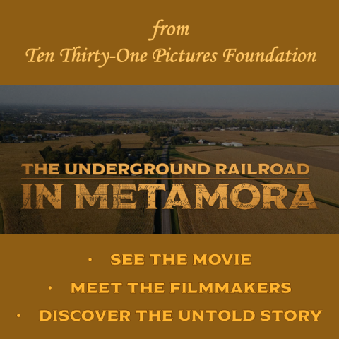 Promotional poster for a screening of "The Underground Railroad in Metamora."