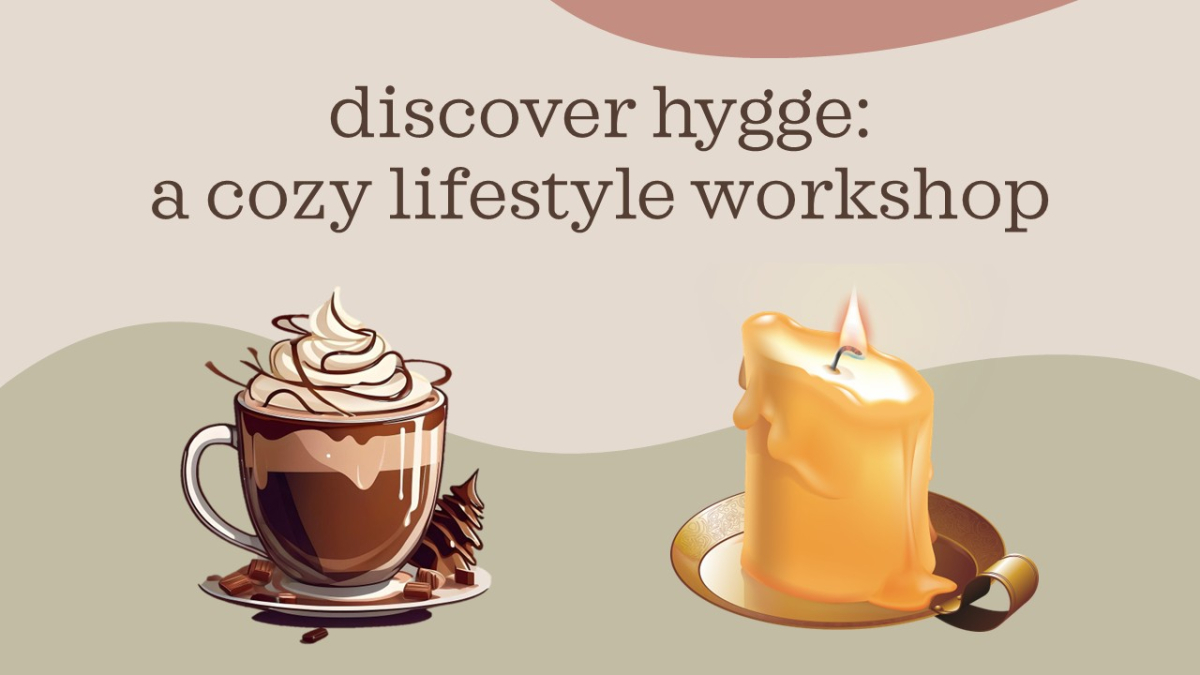 A cup of hot chocolate and a pillar candle on an old-fashioned candle stand.